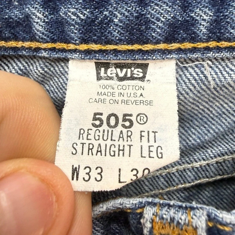 VTG Levis 505 Straight Leg Jeans 33x30 (FIt 30x29) Blue Faded Made in USA Work